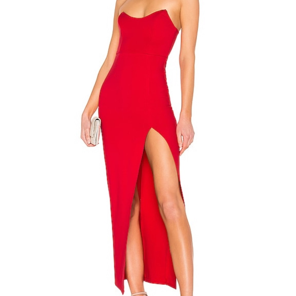 Superdown Vibrant Red Strapless Dress